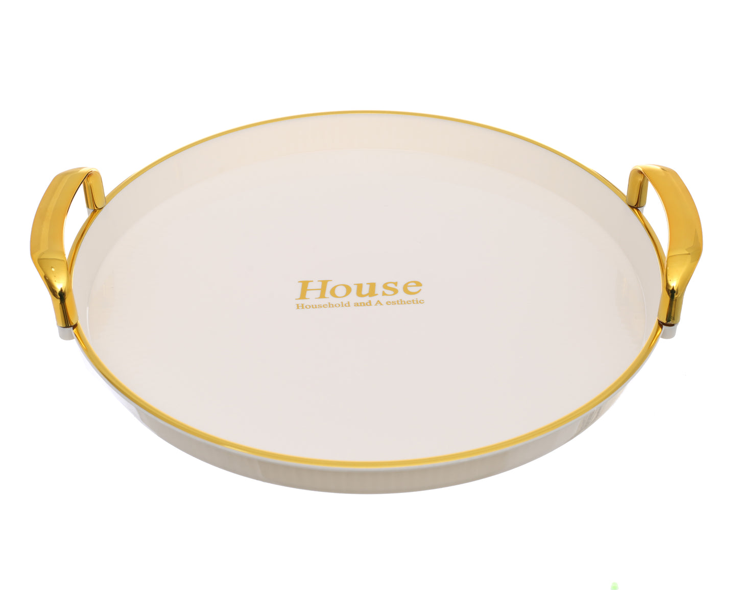 House Round Melamine Serving Tray Set of 3 Pieces with Unique Handles