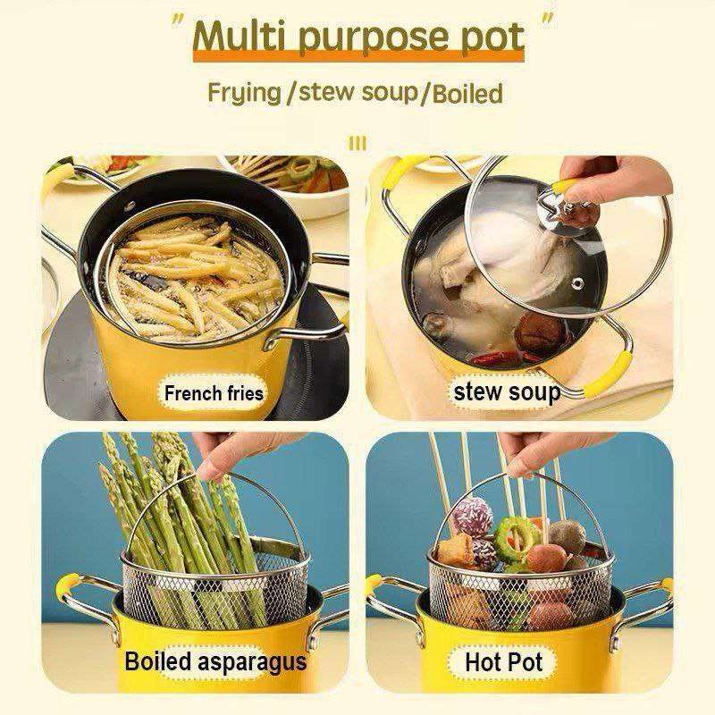 Duck Deep Frying Pot 3 Liters with Stainless Steel Mesh Basket