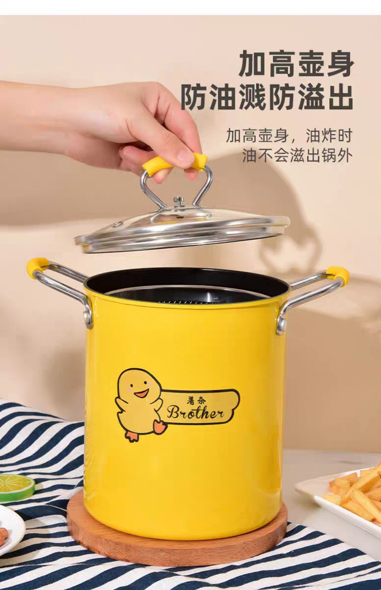 Duck Deep Frying Pot 3 Liters with Stainless Steel Mesh Basket