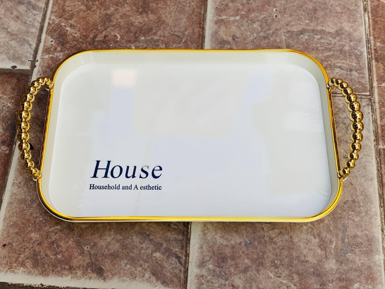 House Rectangular Melamine Serving Tray Set of 3 Pieces with Unique Handles