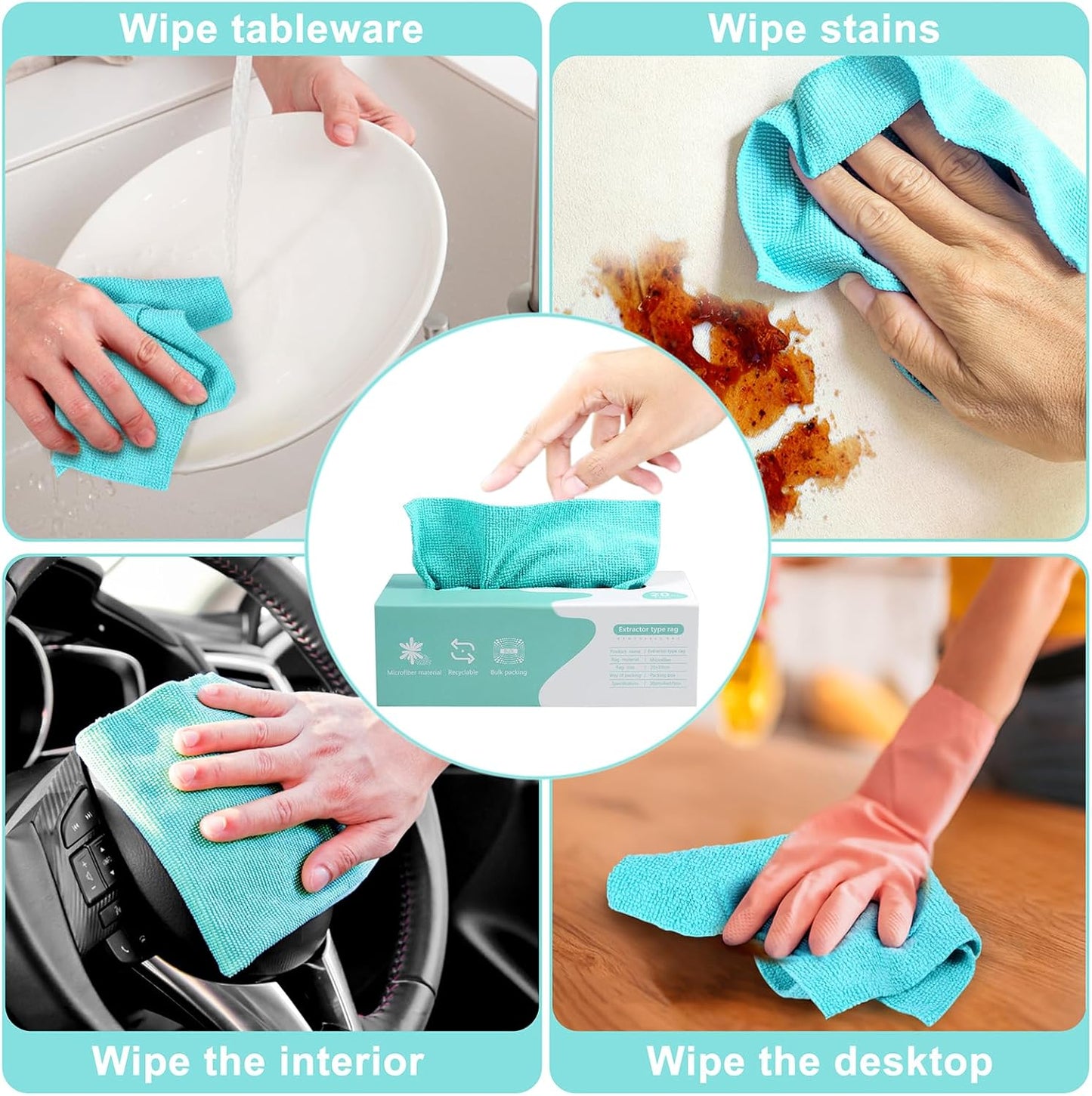 Reusable Microfiber Towels Pack of 20 Pieces