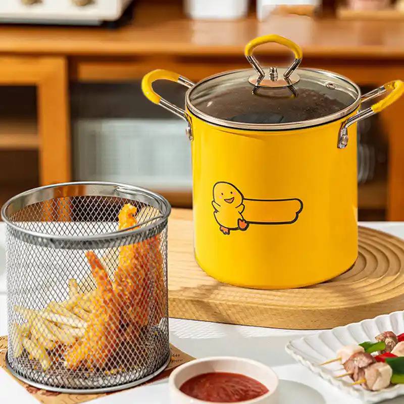 Duck Deep Frying Pot 3 Liters with Stainless Steel Mesh Basket