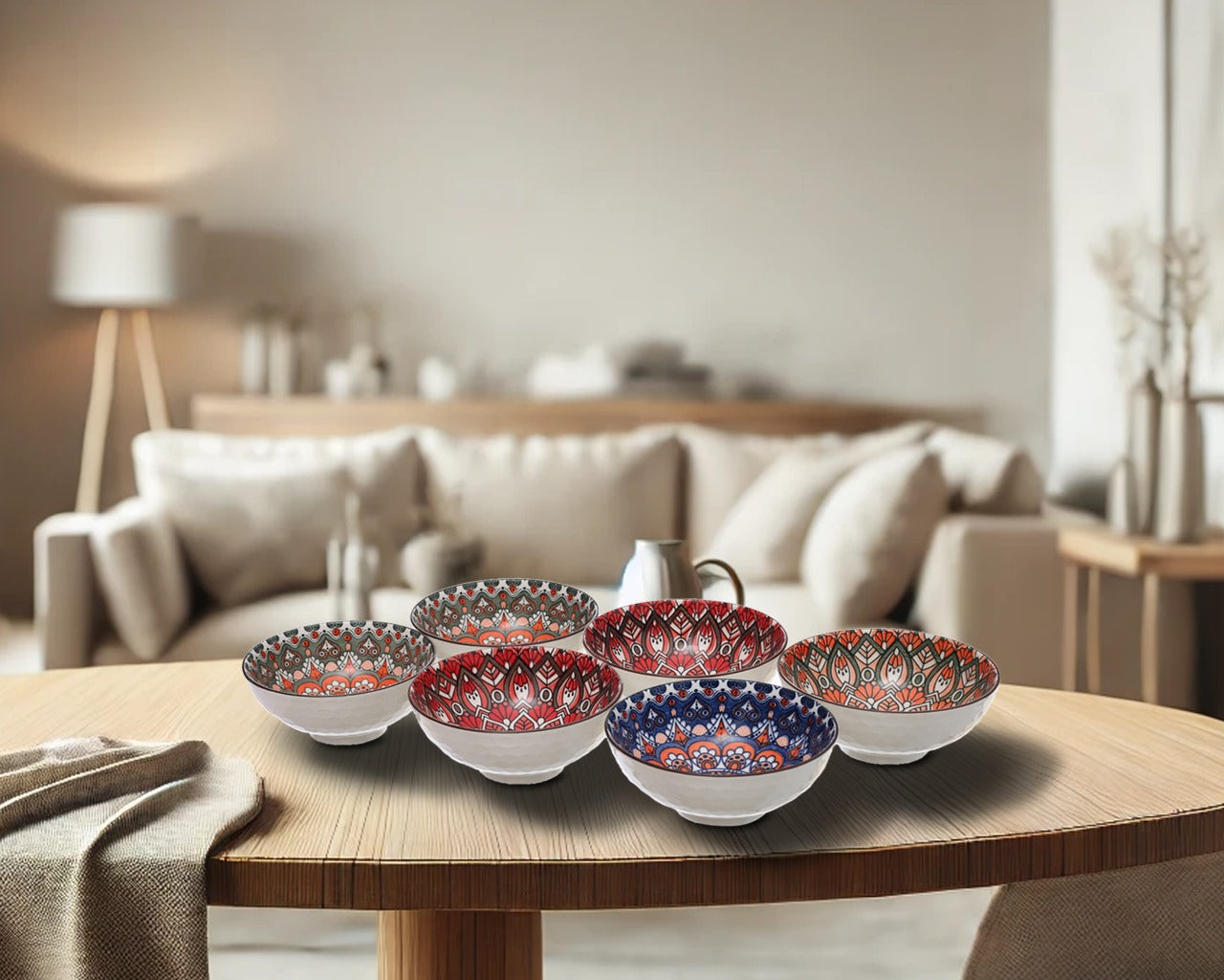 Colorful Serving Bowls Set of 6 Unique Pieces